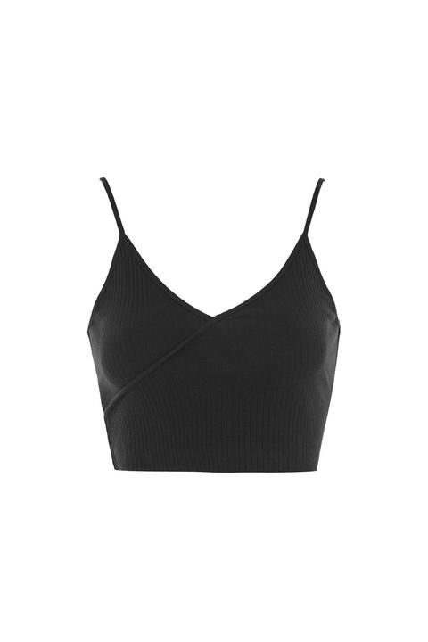 Womens Petite Crop Camisole Top - Black, Black