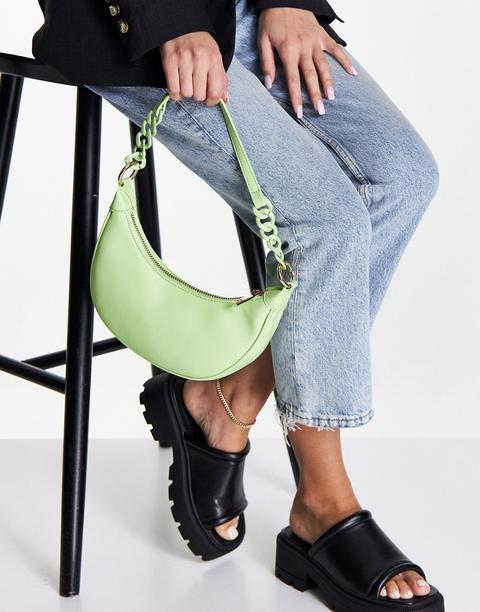 Bolso De Hombro Verde Lima Con Forma De Media Luna Y Correa De Resina De Asos Design