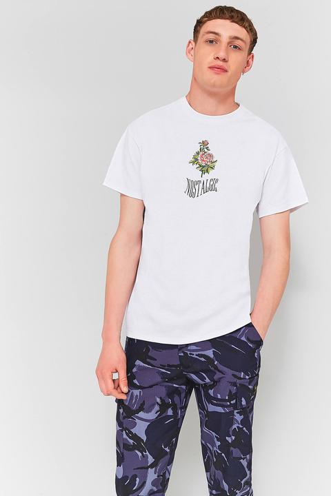 Uo Nostalgic Rose White Embroidered T-shirt, White