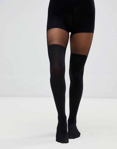 Medias Negras Por Encima De La Rodilla Con Refuerzo En El Vientre Y En Los Glúteos En Mezcla De Tejido Reciclado De Asos Design-negro