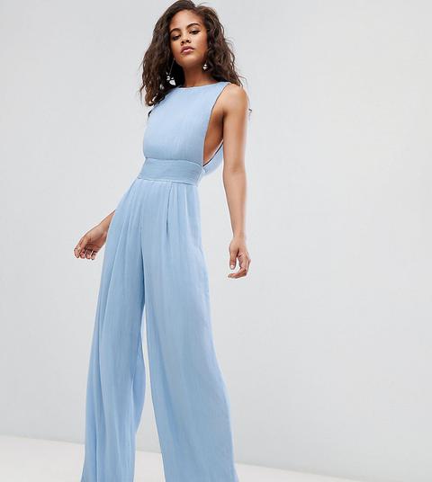 Missguided Tall - Tuta Lunga A Pieghe - Blu