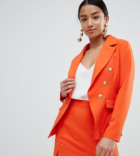 Missguided Petite - Blazer Con Bottoni Dorati - Arancione