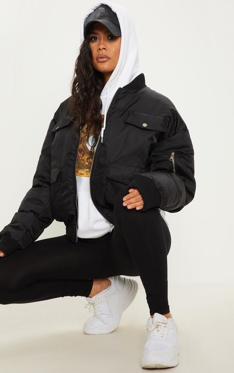 Black Oversized Bomber