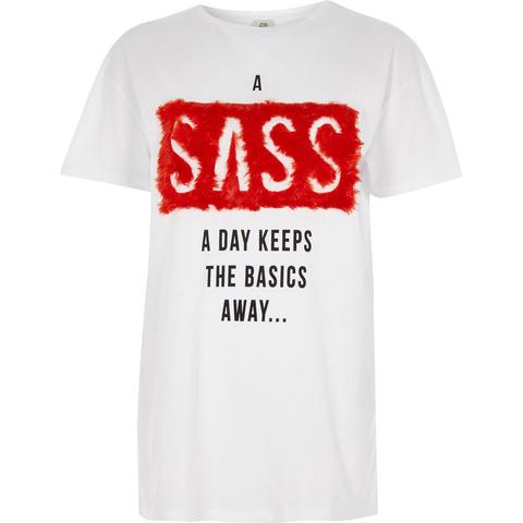 White 'a Sass A Day' Fluffy T-shirt