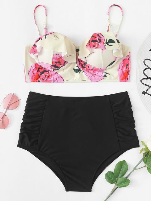 Set Di Bikini Con Stampa Di Fiore