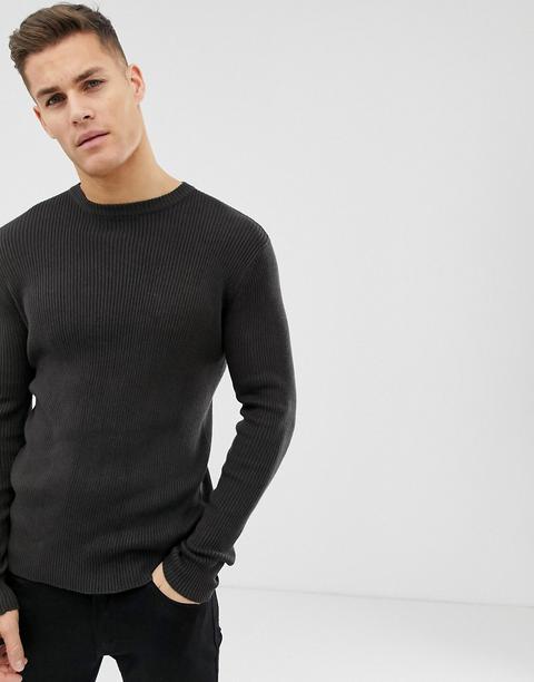 Brave Soul - Maglione A Coste Attillato - Grigio