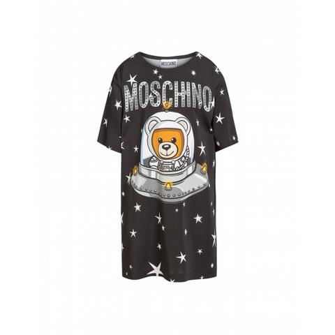 Abito Corto In Raso Con Stampa Ufo Teddy
