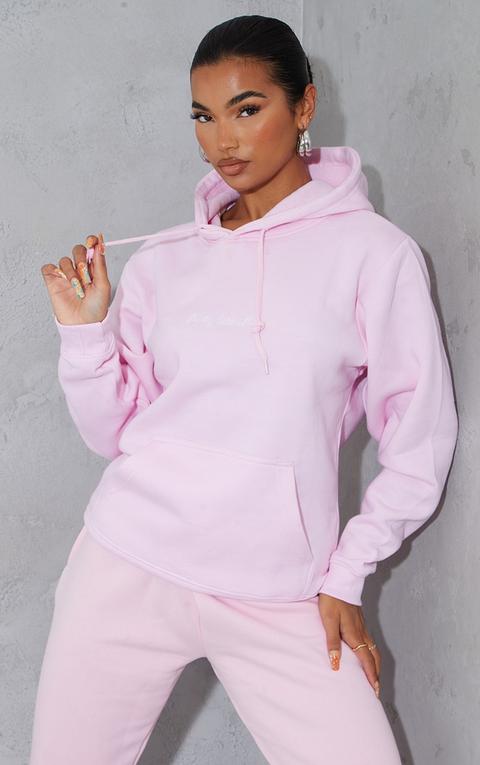 Prettylittlething Light Pink Embroidered Oversized Hoodie