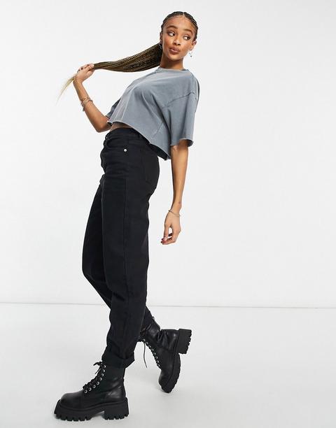 Asos Design High Rise 'original' Mom Jeans In Black