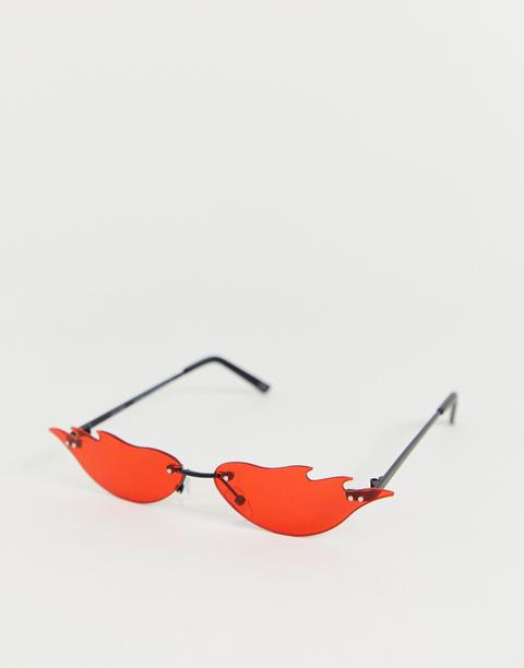 Asos Design Flame Fashion Glasses In Red Lens-black