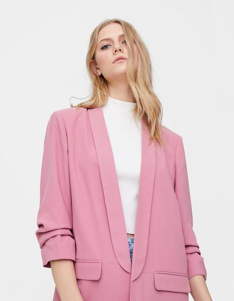 Blazer Con Manica Pieghettata Rosa Chiaro