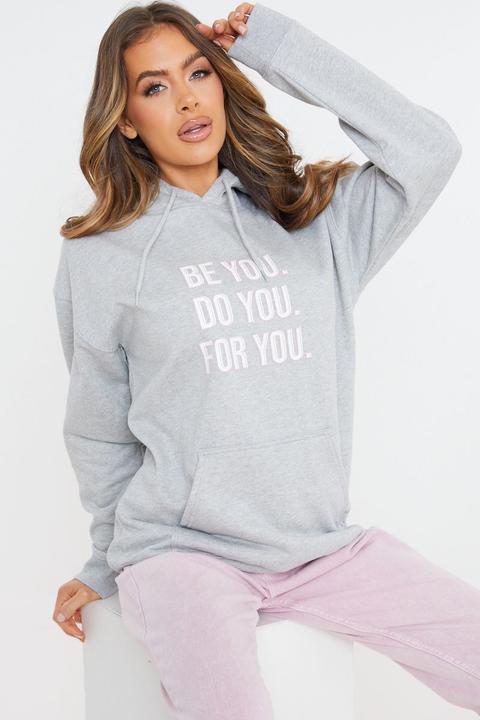 Grey Hoodies - International Women's Day Grey "be You" Slogan Hoodie