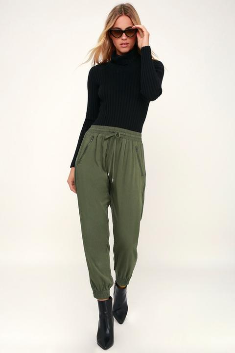 khaki green joggers