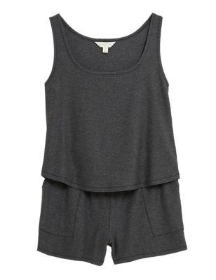 M&s Womens Flexifit™ Lounge Short Pyjama Set - 10 - Charcoal, Charcoal