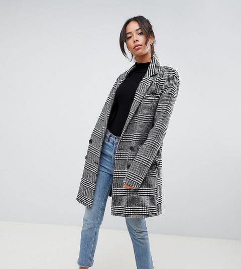 Asos Design Tall Slim Coat In Check-multi