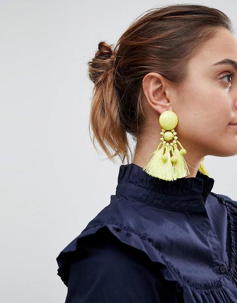 Asos - Orecchini Con Perline E Nappe - Giallo