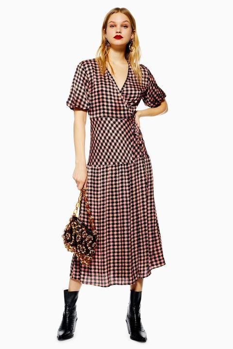 topshop pink check dress