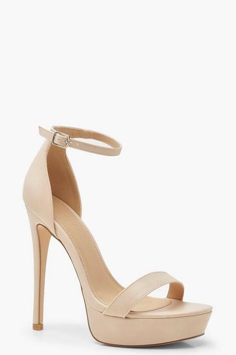 Womens High Platform 2 Part Heels - Beige - 4, Beige
