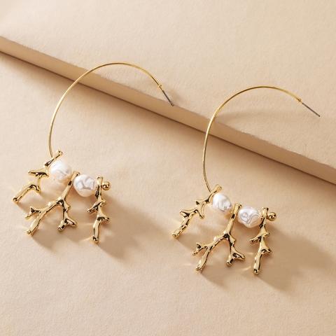 Gold Coral Drop Earrings