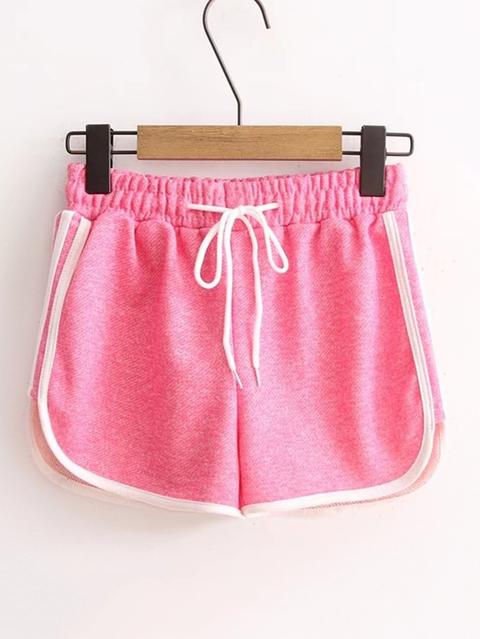 Contrast Binding Drawstring Shorts