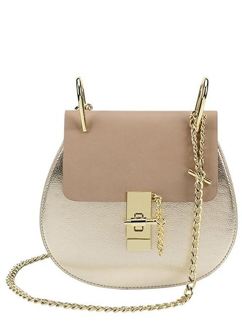 Metallic Chains Pu Leather Crossbody Bag