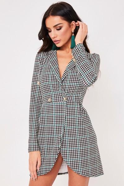 Michelle Green & Black Check Longline Blazer Dress