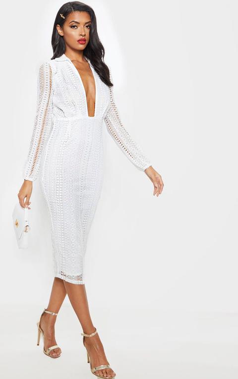 robe dentelle mi longue blanche