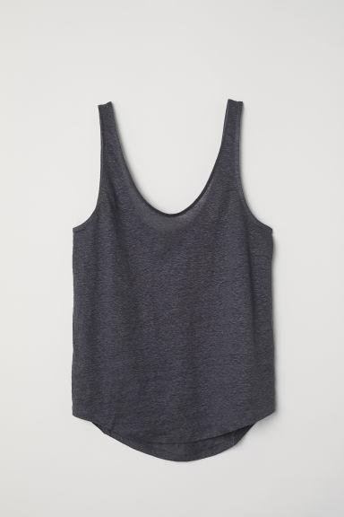 Top Aus Leinenjersey - Grau - Damen