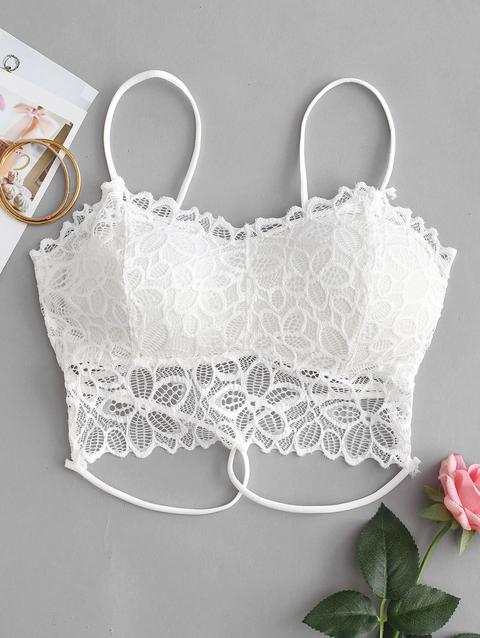 Bralette Imbottita In Pizzo Floreale White Black