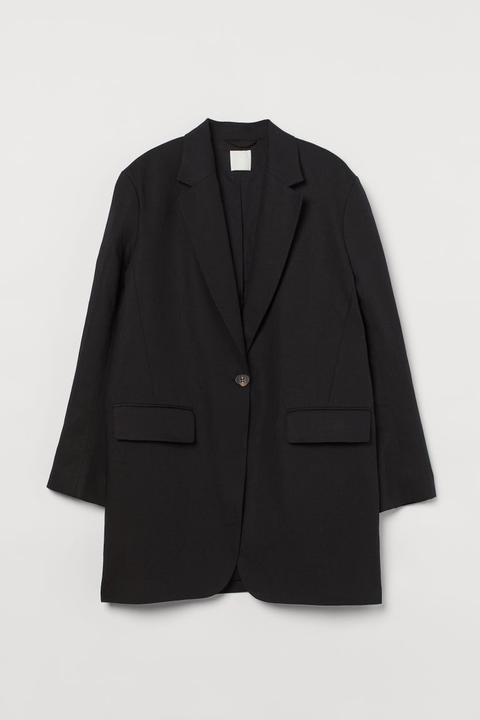 Blazer Oversize En Lin Mélangé - Noir