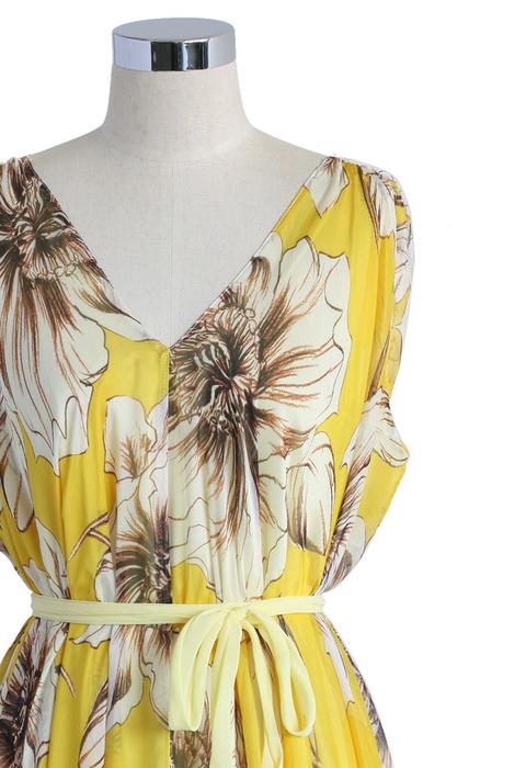 marvelous floral maxi skirt in yellow