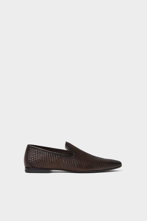 Mocassino Intrecciato Marrone