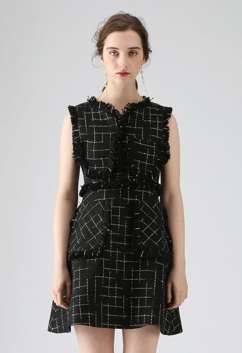 sleeveless tweed dress