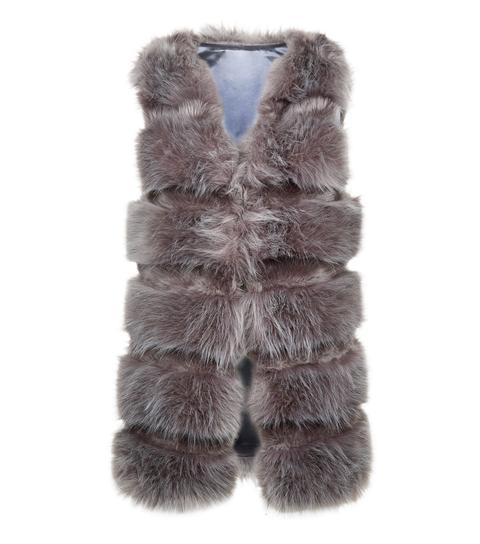 Cameo Rose Grey Faux Fur Gilet