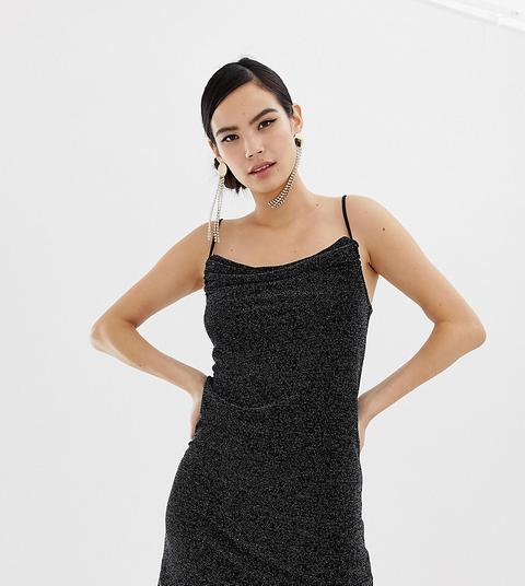 Miss Selfridge - Vestitino A Fascia Con Scollo Ad Anello Nero Glitter - Nero