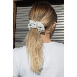 White And Blue Flower Scrunchie