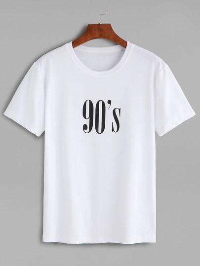 Camiseta Con Estampado De Número - Blanco
