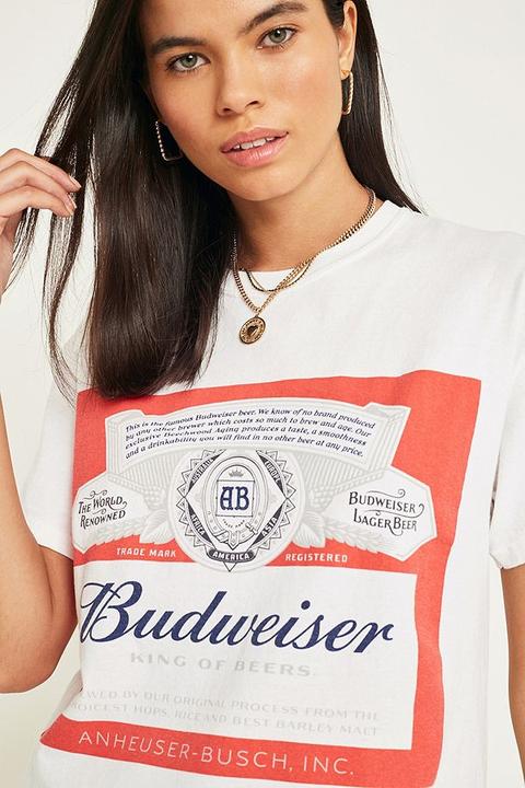 Urban Renewal Inspired By Vintage Budweiser King Of Beers T-shirt - White Xs At Urban Outfitters