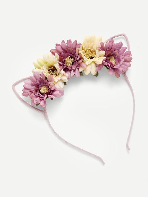 Diadema Con Oreja De Gato Con Diseño De Flor