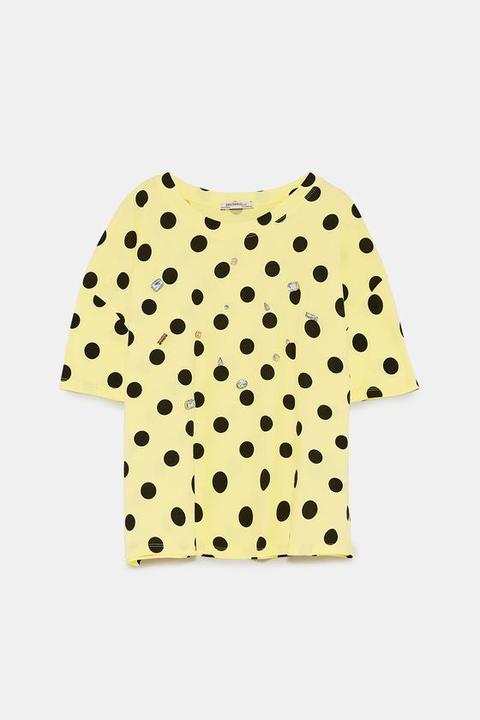 T-shirt A Pois Con Applicazioni