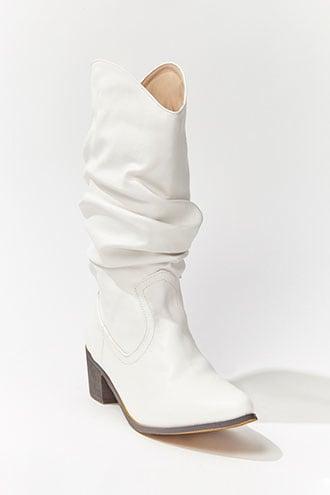 white leather slouch boots