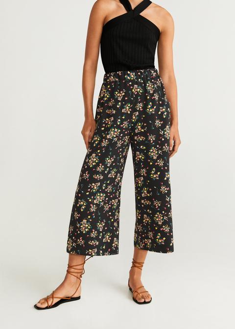 Pantalón Culotte Flores from Mango on 21 Buttons
