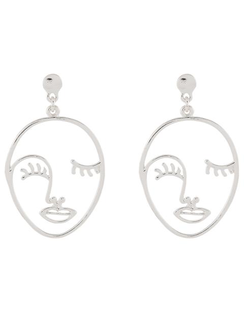 Accessorize Women's Silver Face Earrings, Size: 1cm