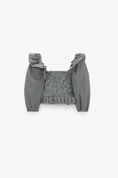 Poplin Top With Elastic Trim
