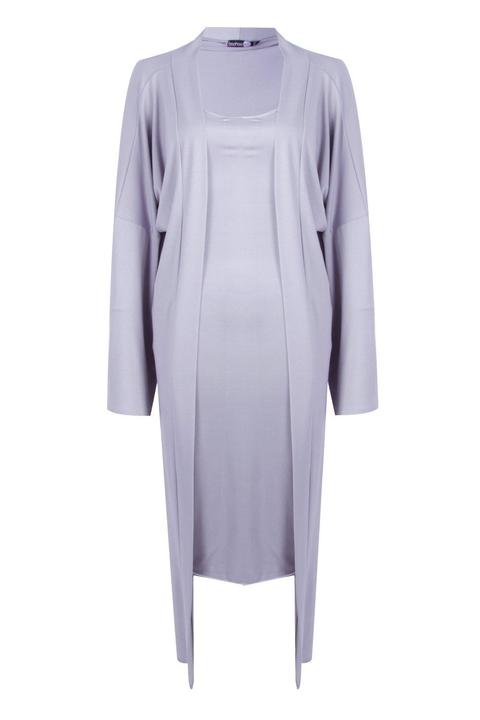 Sarah Strappy Midi Dress And Oversized Duster Co-ord