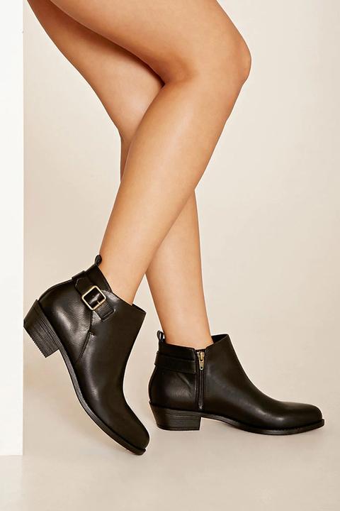 Faux Leather Ankle Booties