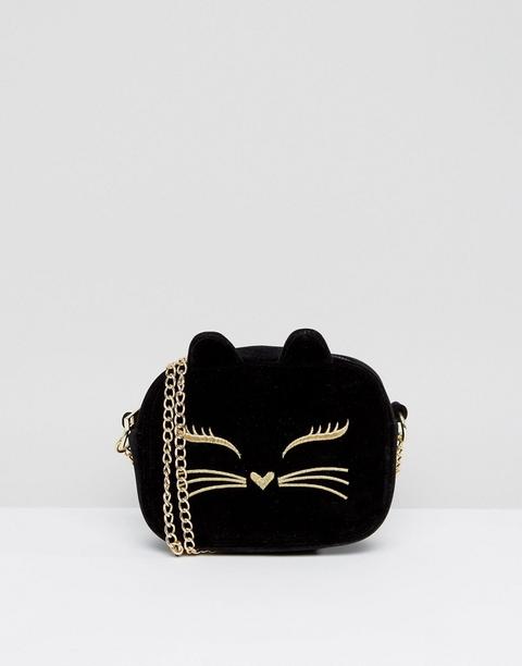 Asos - Borsa A Tracolla In Velluto A Forma Di Gatto - Nero