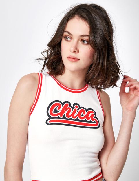 White And Red "chica" Tank Top