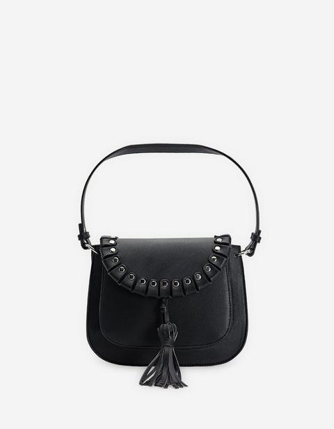 Borsa A Tracolla Nappe Borchie Nero