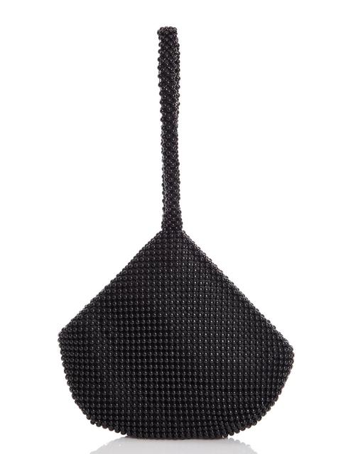 Black Beaded Handle Bag